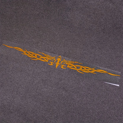 1PC Laser Reflective Wing Stripe Decal - 98.5x11.8cm Vinyl Sticker for Car Exterior (Cool Totem Design, Waterproof)