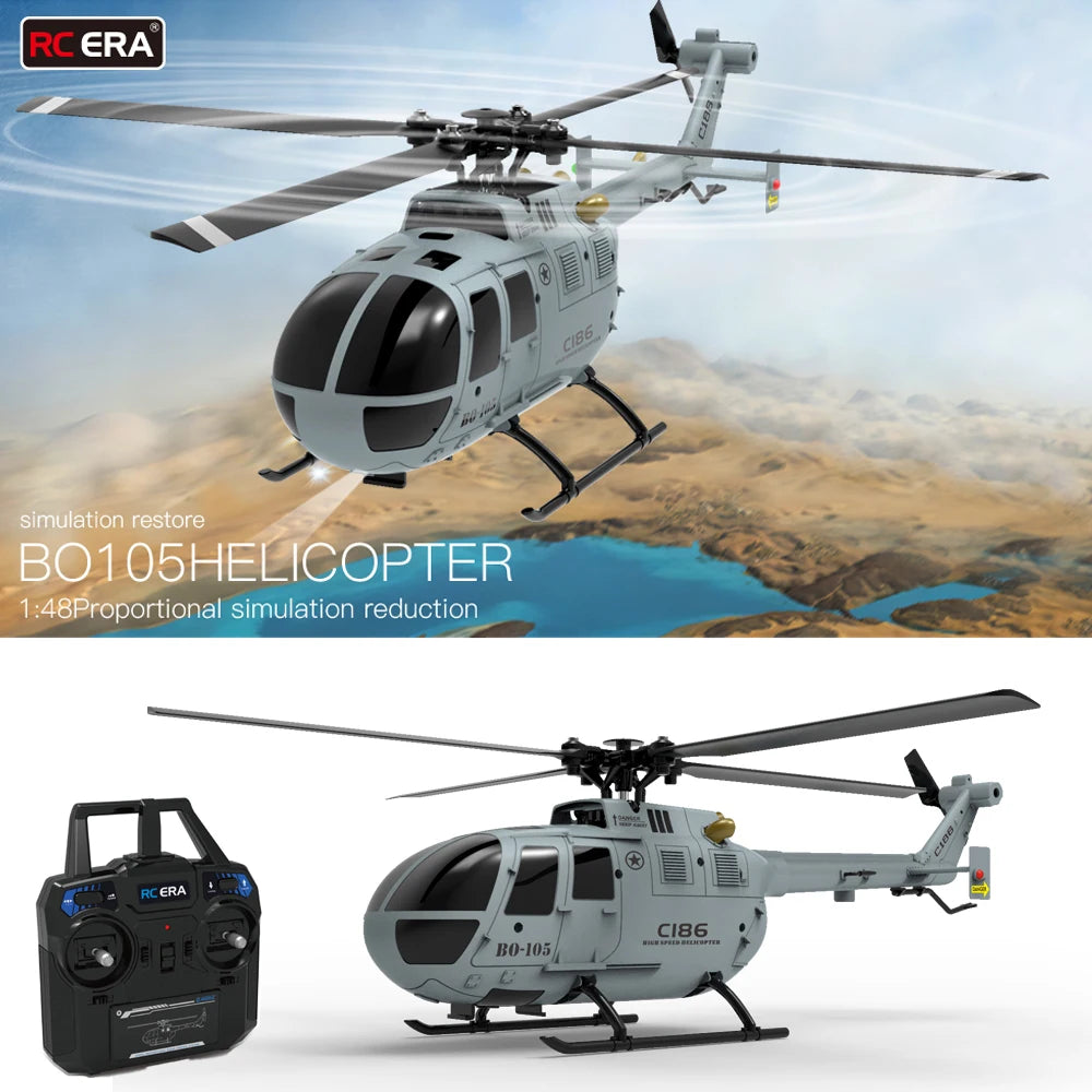 C186 RC Helicopter 2.4G 4CH BO105 Plane 4 Propellers 6 Axis Electronic Gyroscope for Stabilization Remote Control Airplane Toys