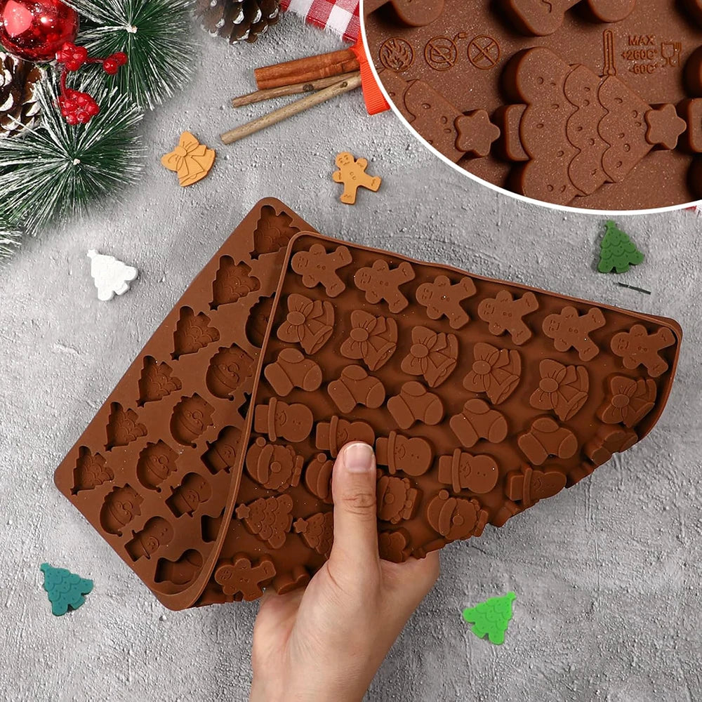 Christmas Silicone Chocolate Mold Christmas Candy Santa Clause Silicone Baking Mold for Chocolate,Candy,Jelly,Ice Cube,Dog Treat