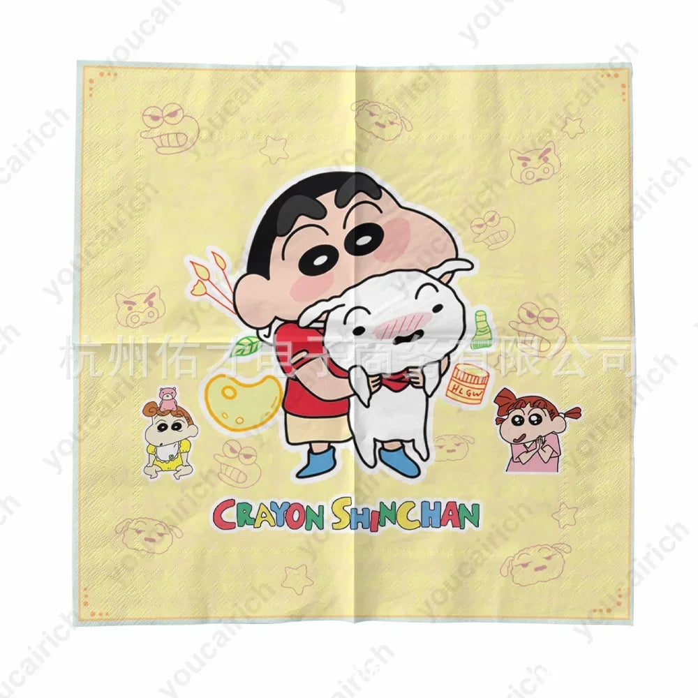 Crayon Shin-chan Birthday Party Disposable Paper plate Cake Topper Hanging Flag Crayon Shin-chan Balloon Birthday Decorations