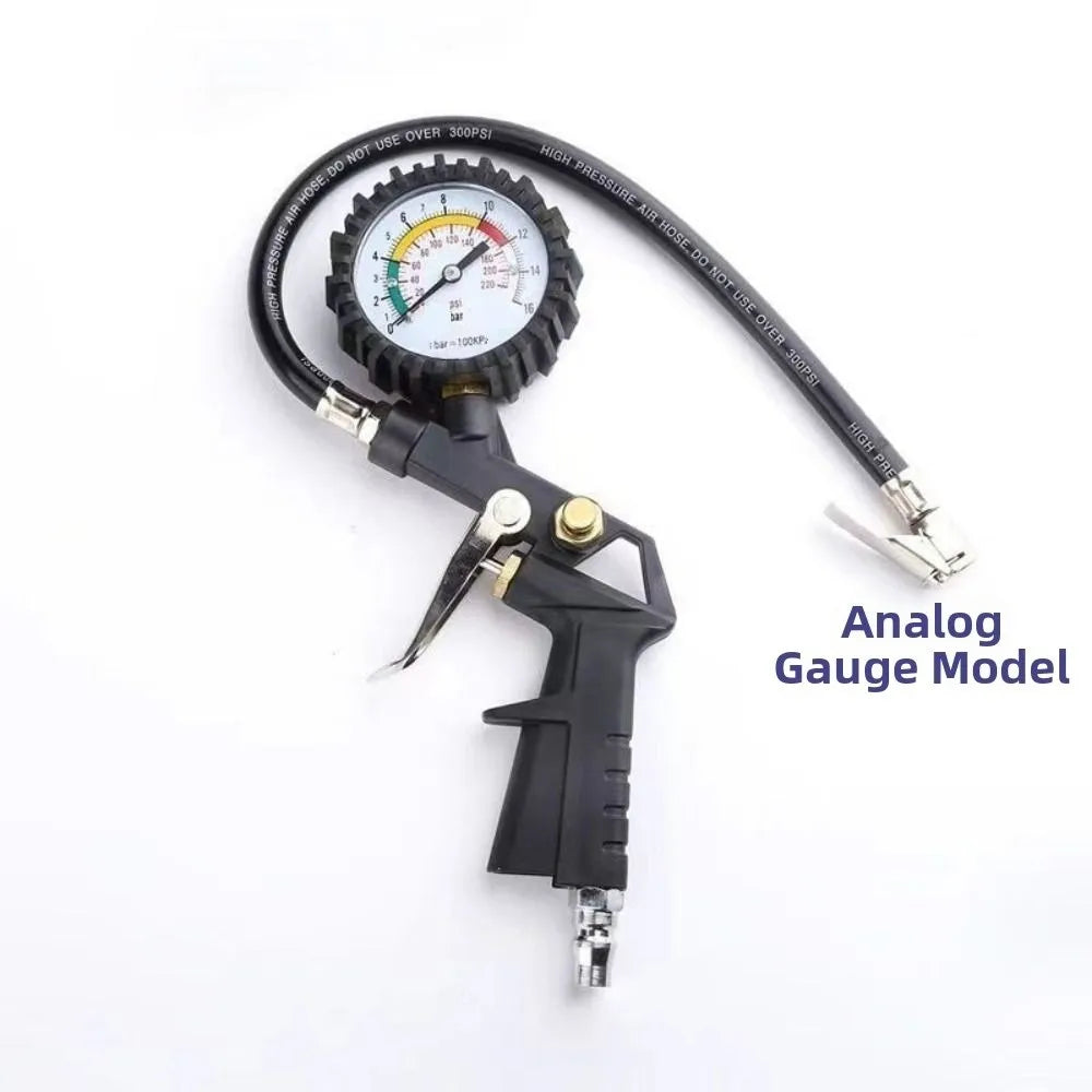 220PSI Tire Air Pressure Inflator Meter Display 0-16Bar Digital Tire Inflation Adapter LCD Digital Display Non-slip Handle