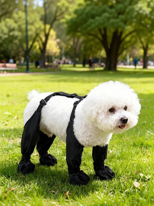 Waterproof Anti-Slip Dog Harness Boots for Small to Medium Dogs, Adjustable Lace-Up Outdoor Pet Paw Protector