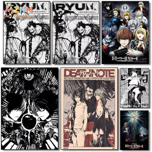 1pc Anime Death Note Classic Vintage poster art HD canvas advanced aesthetic Printing Paper Wall Art for Living Room Home Decor