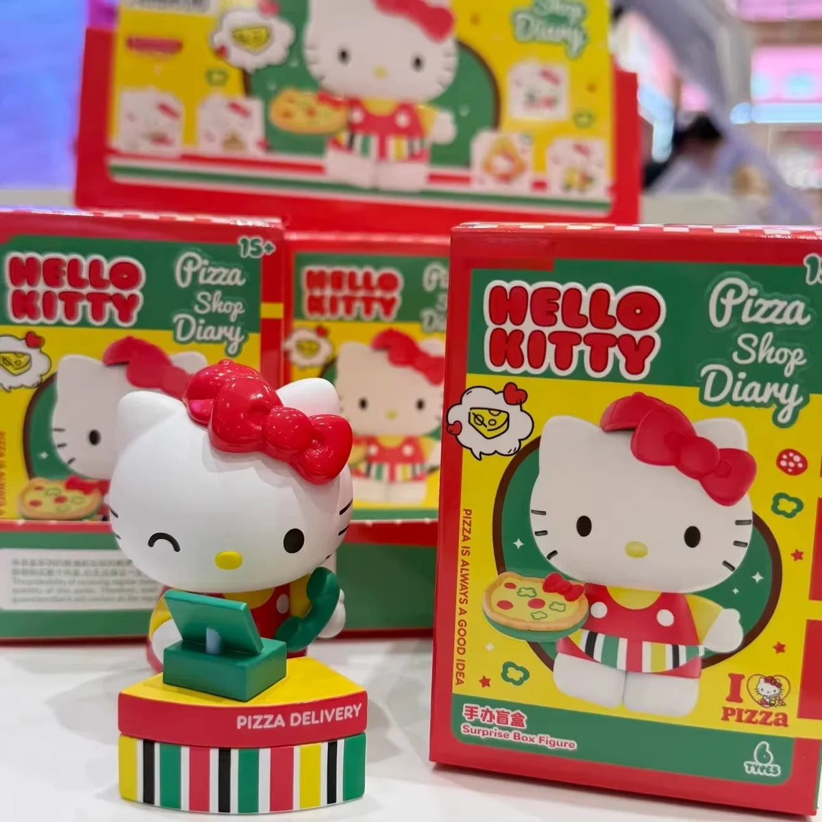 Authentic Hello Kitty Blind Box Pizza Shop Diary Series Cute Kt Figures Trendy Toy Desktop Ornament  Girls Valentine'S Day Gift