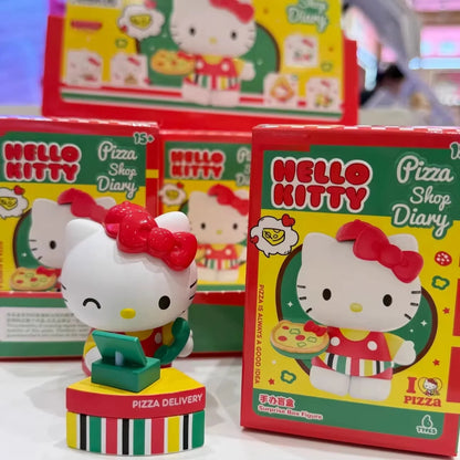 Authentic Hello Kitty Blind Box Pizza Shop Diary Series Cute Kt Figures Trendy Toy Desktop Ornament  Girls Valentine'S Day Gift