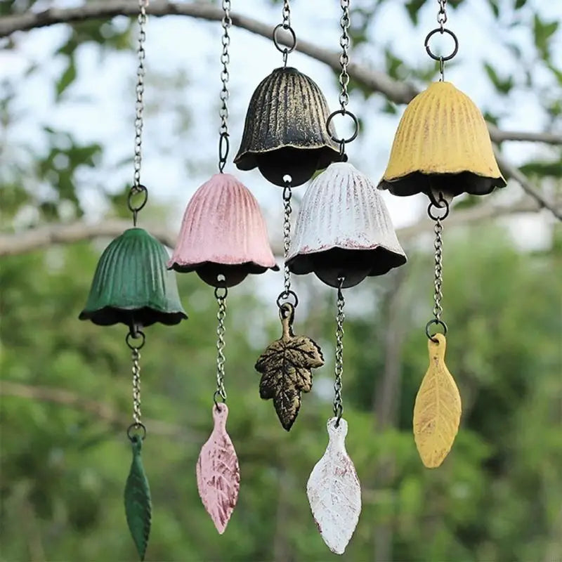 B0KC Japanese Iron Wind Chimes Yard Decor Outdoor Hang Pendants Lucky Temple Bells