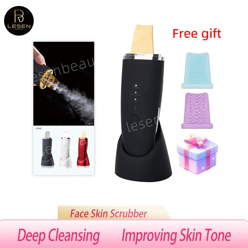 EMS Machine Ultrasonic Skin Scrubber Vibration Face Spatula Blackhead Remover Shovel Clean Cavitation Peeling Facial Lifting