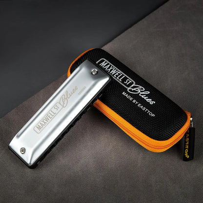 East top MAXWELL ST Blues Harmonica , Professional Overblow and Bending 10 Holes MS030 Blues Harp Mouth Organ For All Levels Ad