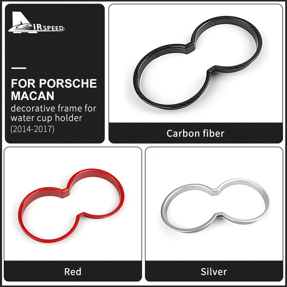 Chrome ABS for Porsche Macan 2014-2023 Car Center Control Water Cup Holder Frame Cover Interior Trim Styling Auto Accessories