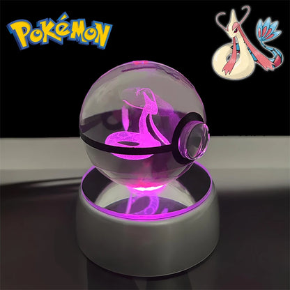Pokemon 3D Crystal POKE BALL Figure Toys Snivy Dragonair Blastoise Venusaur Milotic Raichu Night Light LED Lamp Base Model Dolls