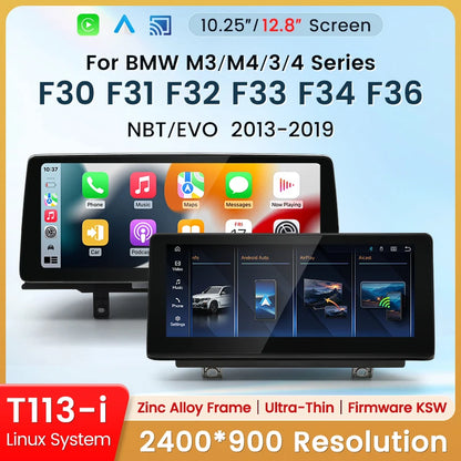 HFmidia 2026 New Linux System 10.25 12.8inch Thin Screen For BMW 3 4Series M3 M4 F30 F36 Wireless CarPlay Auto Car Video Players