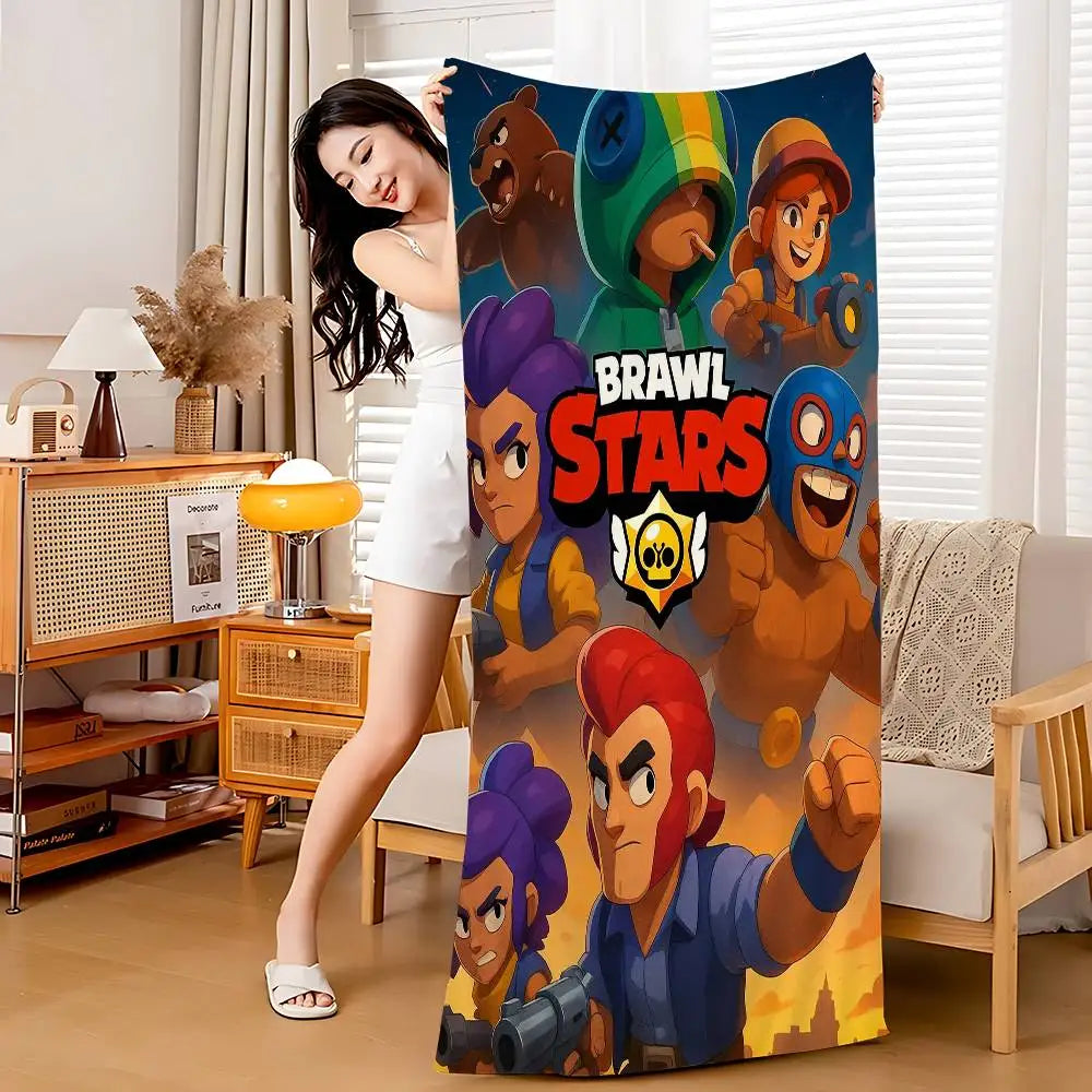 Game B-rawl Game S-Stars Anime Microfiber Printed Beach Towel Mountain Climbing Yoga Beach Swimming Running Absorbent Soft Towel