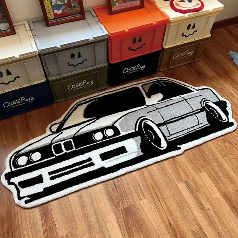 VIKAMA Car BMW M3 Supra Themed Rug Boys Room Soft Plush Floor Mat Bedroom Play Mat Kids Gift