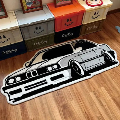 VIKAMA Car BMW M3 Supra Themed Rug Boys Room Soft Plush Floor Mat Bedroom Play Mat Kids Gift