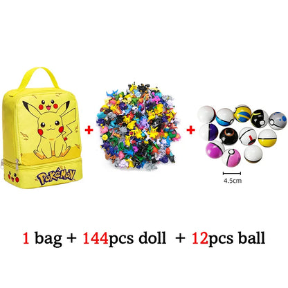 144 style Pokemon Figure with Storage Bag Monster elf ball Set Toy Pikachu Anime Action Mini Small Pokeball Child birthday Gift