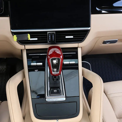For Porsche Cayenne 2018 2019 2020 2021 2022 2023 Real Carbon Fiber Car Gear Shift Knob Trim Cover Sticker Car Accessories