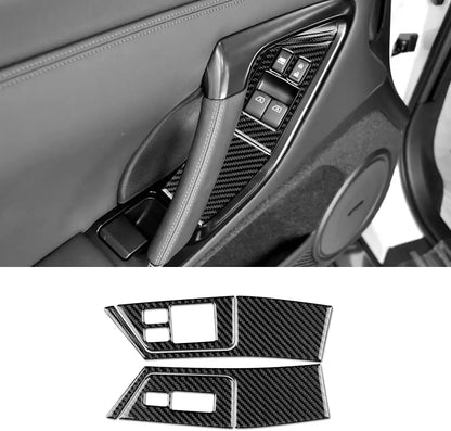 Carbon Fiber Trim  For Nissan GTR R35 2008-2016 Door Window Lifter Button Switch Control Panel Cover StickerCar Interior Styling