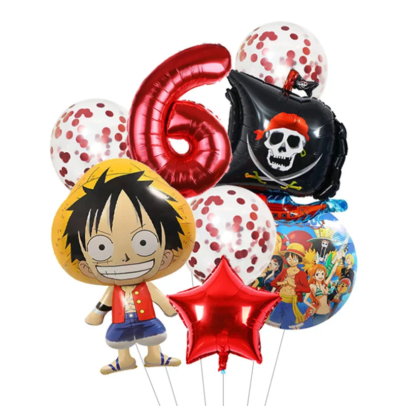 Anime One Piece Aluminum Film Balloons Luffy Shape Foil Balloon Boys Birthday Party Decoration Items