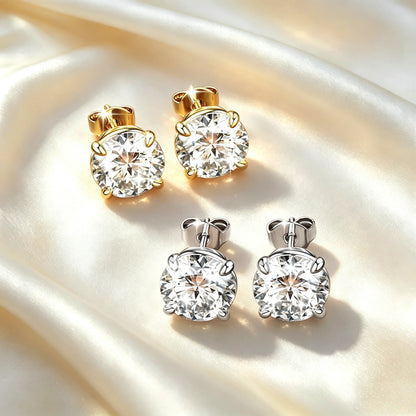 Abestecom VVS1 GRA 0.1ct-3.0ct Moissanite Earring D Color Lab Diamond Four Prong Single Stone Women Stud Earrings Jewelry Gift