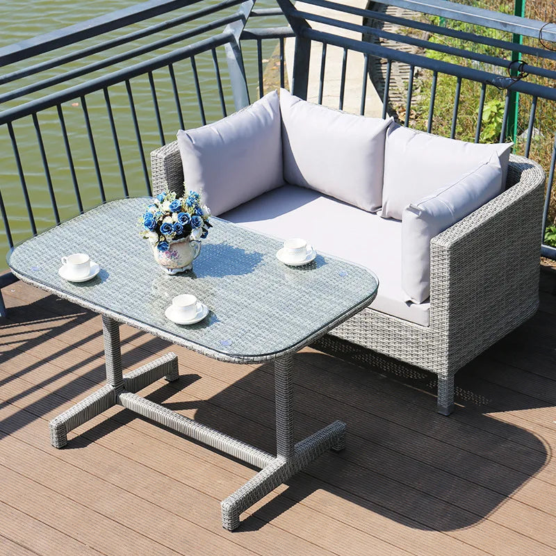 Outdoor Sofa Leisure Set, Garden Terrace Chair, Courtyard Balcony Double , -Woven Outdoor Imitation Rattan Sofa