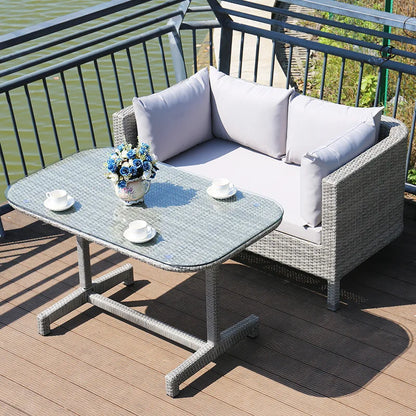 Outdoor Sofa Leisure Set, Garden Terrace Chair, Courtyard Balcony Double , -Woven Outdoor Imitation Rattan Sofa