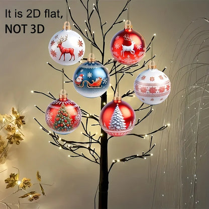 36piece Set of Holiday Christmas Ball Decoration 2D Flat Wooden Pendants Christmas and New Year Gifts Home and Party Decorations
