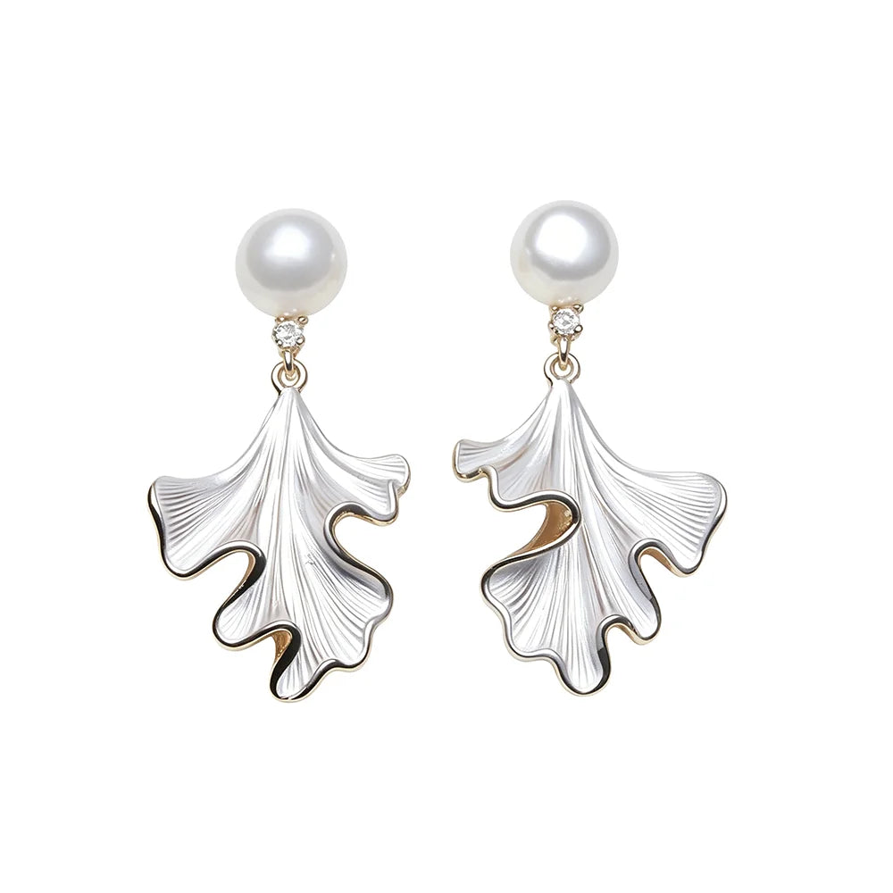 Real 925 Silver Natural Pearl Earrings Woman,Luxurious Dangling Freshwater Pearl Earring Wife Anniversary Gift White Black