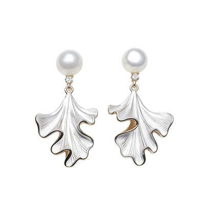 Real 925 Silver Natural Pearl Earrings Woman,Luxurious Dangling Freshwater Pearl Earring Wife Anniversary Gift White Black