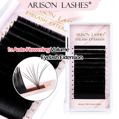 ARISON 8-18mm M/L/C/D Easy Fanning Eyelashes Extension Bloom Flare Eye Lash Russian Eyelash Extensions Volume Cilia Silk Lash