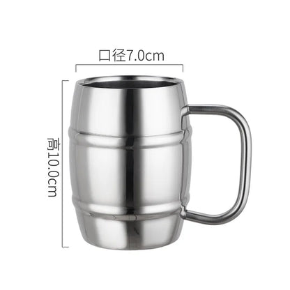 500/450ml Double Stainless Steel Beer Cup Outdoor Camping Western Coffee Cup With Handle Insulated Portable Water Cup Mugs