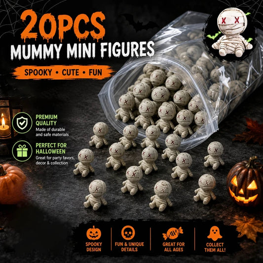 10-50pcs Halloween Mini Mummy Resin Figurines Halloween Micro Landscape Ornaments, Spooky Cute Mummy Statues for Halloween Party