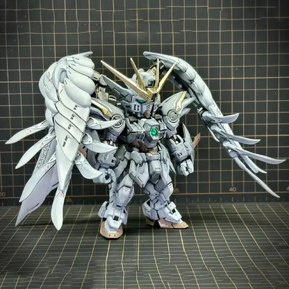 Mgsd Wing Zero Ew Snow White Version Angel Feather Drop Mech Assembly Model Kit Action Figure Decoration Doll Boy Toy Gift