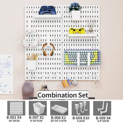 No Drill Pegboard Wall Rack Gaming Room Storage for Controllers Headphones Figures Keyboard Hooks Shelf
