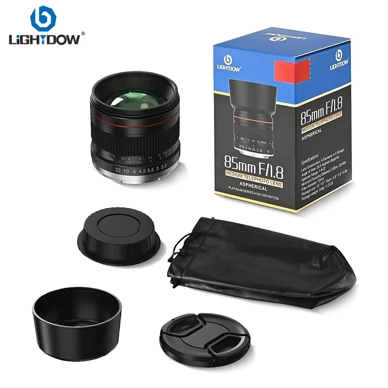 Lightdow Full Frame 85mm F1.8-22 MF Portrait Lens for Canon EF Nikon F SLR Camera Canon RF Nikon Z Sony E Mount Digital Camera