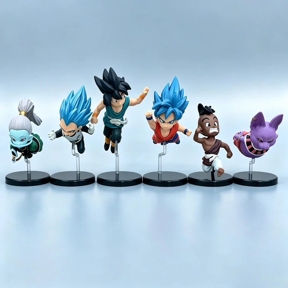 Dragon Ball Z Flying Figures Complete Set With Support Stands Q Version Anime Statue Model Desktop Collectible Ornament Toy Gift