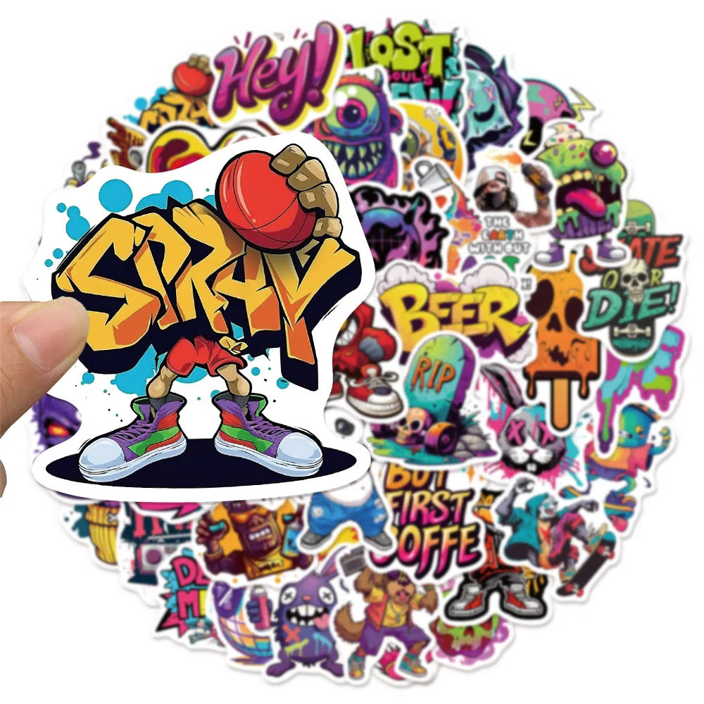 50PCS Creative Trendy Street Graffiti Stickers Luggage Notebook Skateboard Speaker Labels Waterproof Stickers