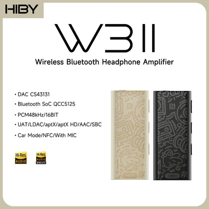 HiBy W3 II/W3 GEN 2 Type C USB DAC Dongle Wireless Bluetooth Decoder Headphone Amplifier AMP CarPlay NFC CVC Mic for Android iOS