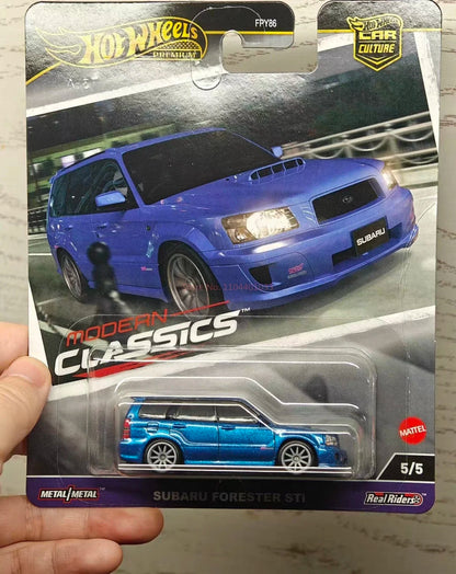 Hot Wheels Premium Car Culture Modern Classics Subaru Forester Sti Vehicle With Real Riders Tires 1:64 Model Car Toy Boy Gifts