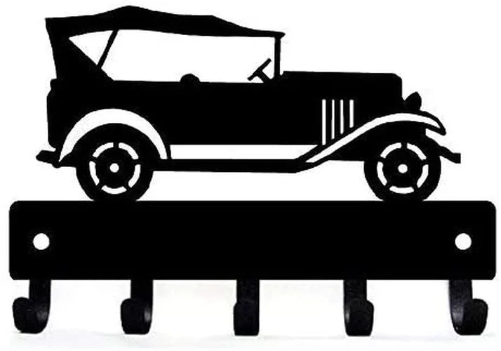 Black Racing Car Metal Wall Art Key Holder, Waterproof Rustproof Heavy Duty for Home Garage Decor Gift