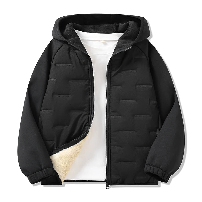Dubbped Winter Keep Warm Boys Girl Jacket Lined With Velvet Thick Cotton Padded Hooded Coat Kids Children Out The Cold Outerwear