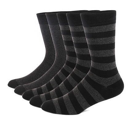 5 Pairs Mens Dress Socks Plus Large Size，High Quality Combed Cotton Crew Socks，Black Cool Argyle Breathable Casual Socks for Men