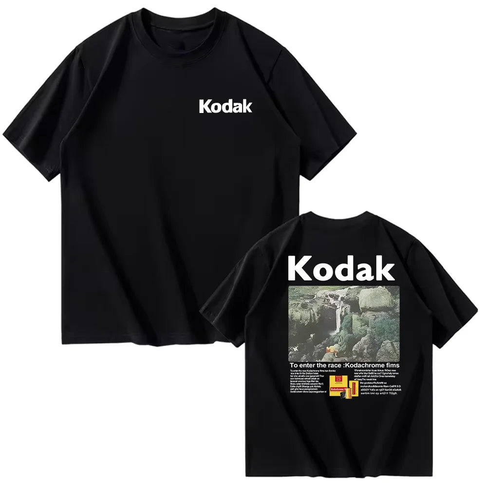 Kodak Summer Brand Men T-shirt Cotton Solid Color Daily Graphic Print Casual Breathable Short Sleeve Top Tees Women Clothing
