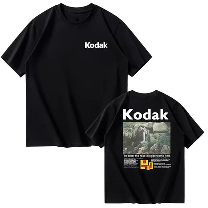 Kodak Summer Brand Men T-shirt Cotton Solid Color Daily Graphic Print Casual Breathable Short Sleeve Top Tees Women Clothing