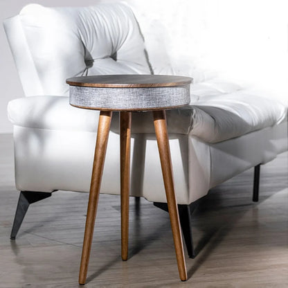 Smart Round Tea Table with Bluetooth Speaker Living Room Corner Table with Wireless Charging Portable Multi-Function Side Table