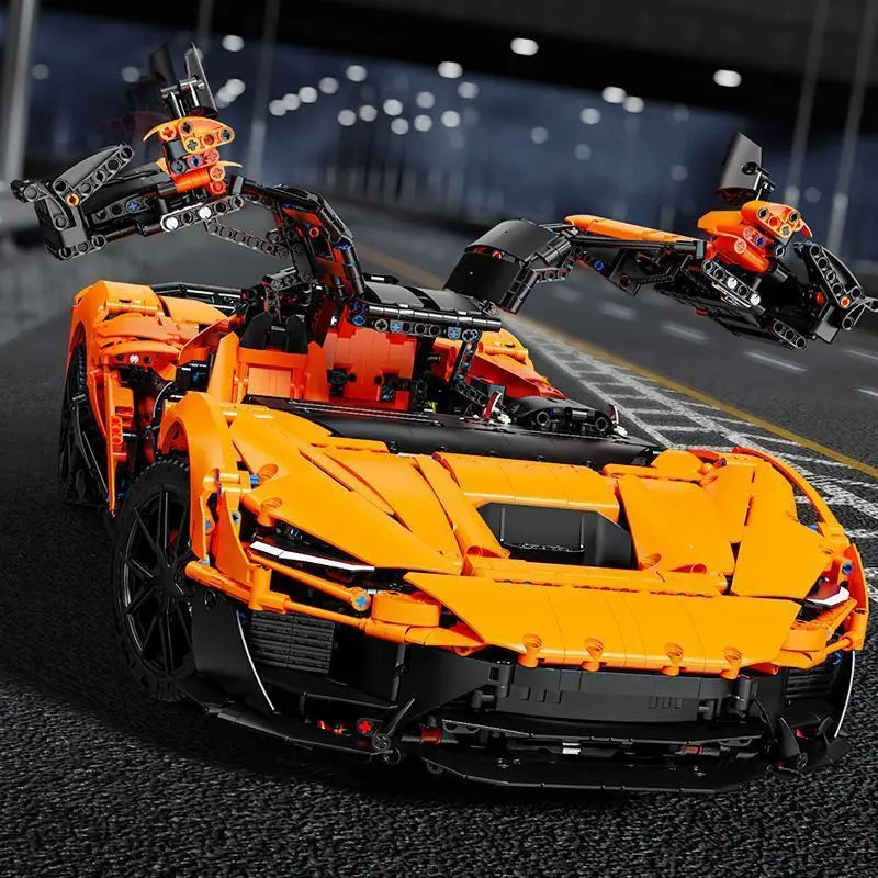 IN STOCK T5051 MOC High Tech 1:6 Orange Sports Car With Motor Building Blocks Bricks Assembling Model Toys Boys Christmas Gift
