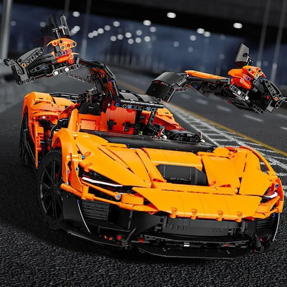 IN STOCK T5051 MOC High Tech 1:6 Orange Sports Car With Motor Building Blocks Bricks Assembling Model Toys Boys Christmas Gift