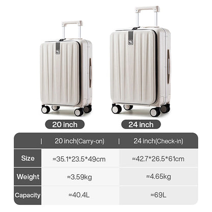 Hanke Innovative Design 20" Carry On Suitcase 24" Travel Luggage Aesthetic Narrow Aluminum Frame PC Hardside Spinner Wheel H9860