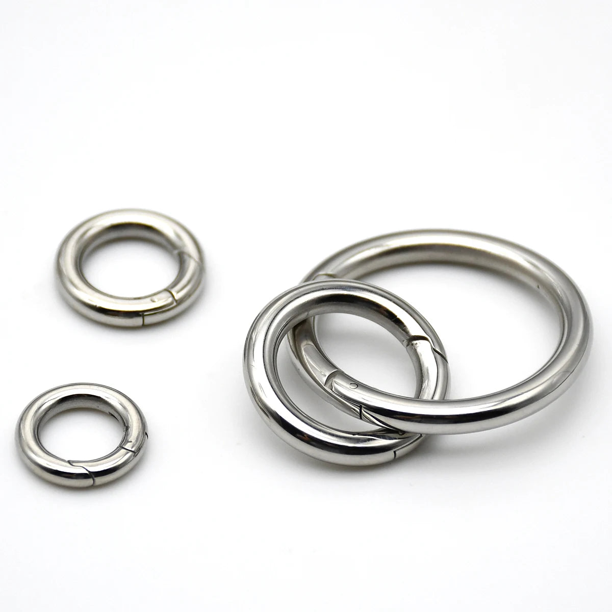 Stainless Steel Spring Gate O Ring Openable Keyring Bag Strap Buckle Trigger Snap Clasp Clip Connector DIY Accessories