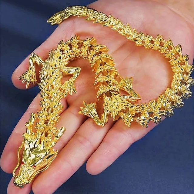 3D Dragon Statue Ornament Moveable Body Joints Antique Brass 15/20/23cm Lucky Office Desktop Home Decor Gift