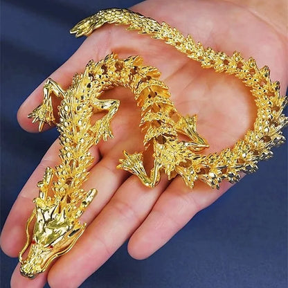 3D Dragon Statue Ornament Moveable Body Joints Antique Brass 15/20/23cm Lucky Office Desktop Home Decor Gift